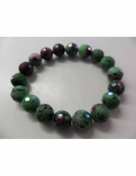 Bracelet  zoisite aux rubis 8mm