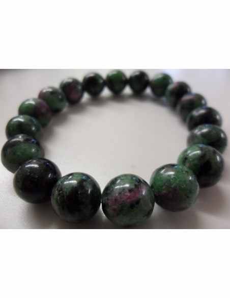 Bracelet  zoisite aux rubis 10mm