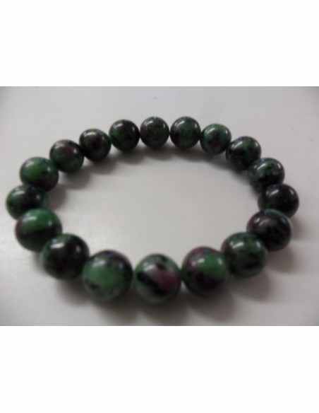 Bracelet  zoisite aux rubis 10mm