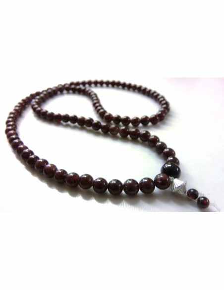 Grenat mala bouddhiste 6mm collier
