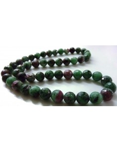 Zoisite aux rubis 10mm collier 2