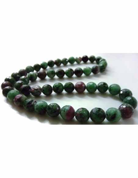 Zoisite aux rubis 10mm collier Zoisite aux rubis 10mm collier