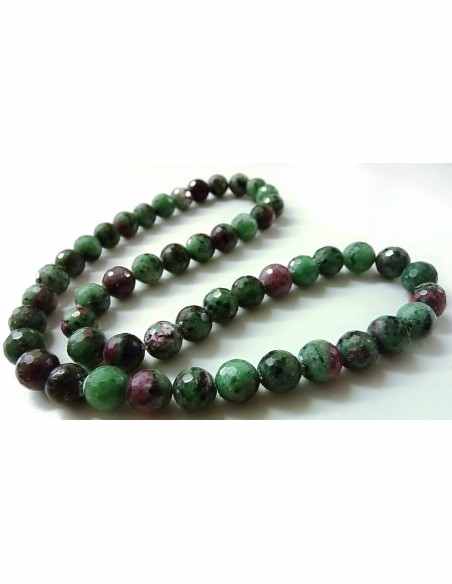 Zoisite aux rubis 10mm collier Zoisite aux rubis 10mm collier