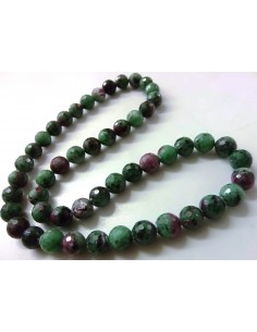 Zoisite aux rubis 10mm collier
