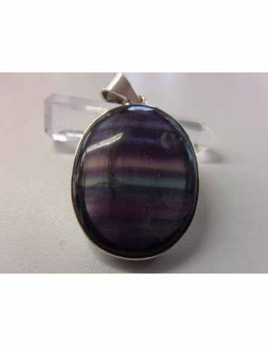 Fluorite arc-en-ciel pendentif argent