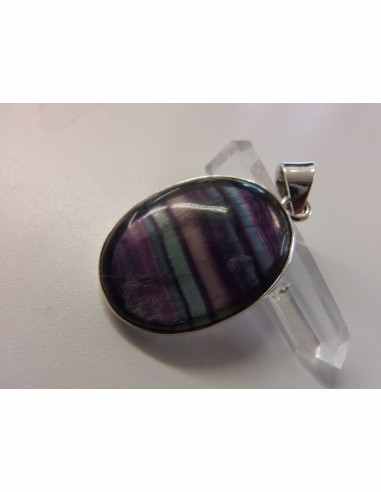 Fluorite arc-en-ciel pendentif argent