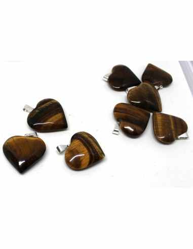 Oeil de tigre coeur pendentif