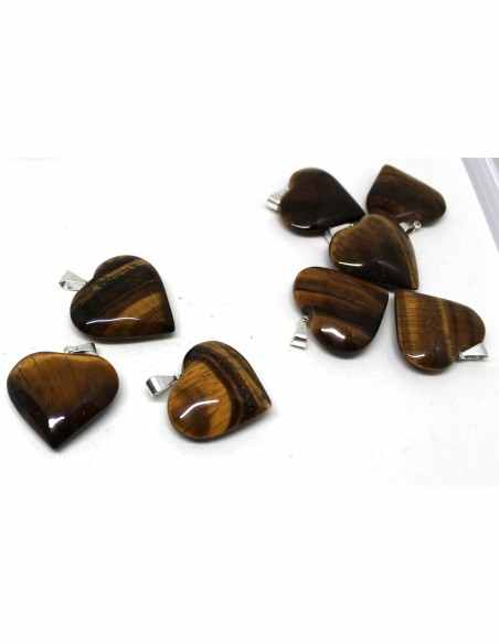 Oeil de tigre coeur pendentif