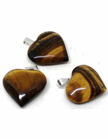 Oeil de tigre coeur pendentif