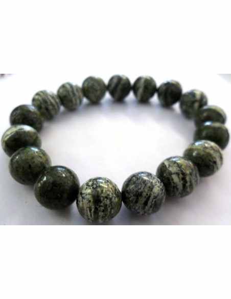 Serpentine oeil d'argent bracelet 10mm