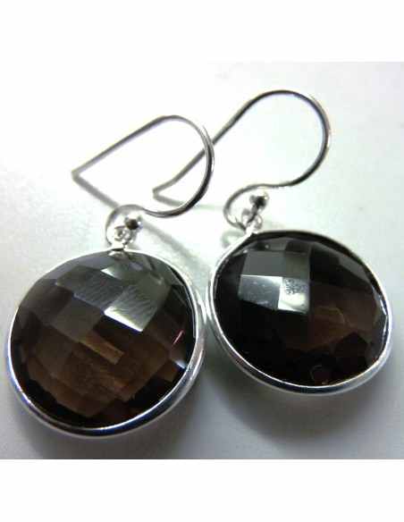 Quartz fumé boucles argent