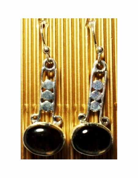 Quartz fume boucles argent Quartz fume boucles argent