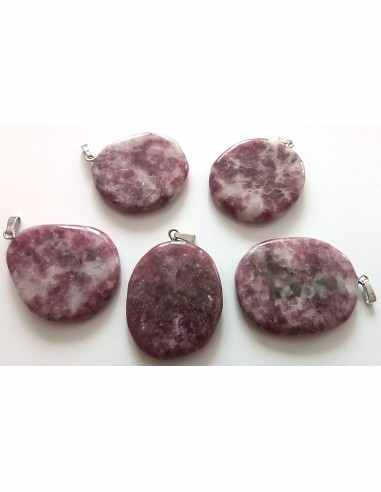 Lepidolite grand pendentif argent