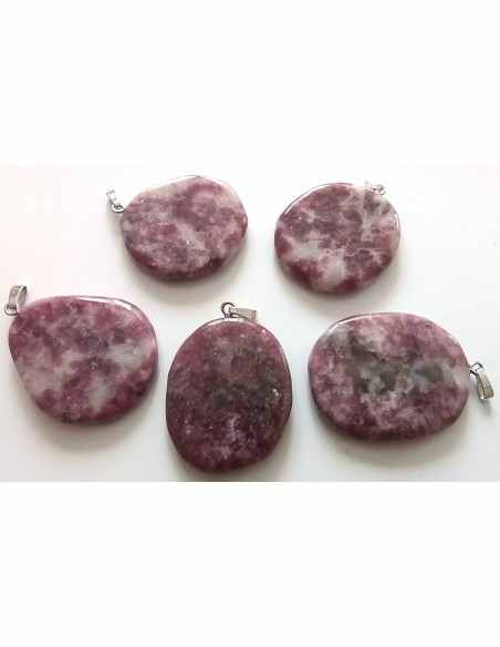Lepidolite grand pendentif argent