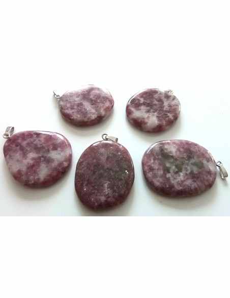 Lepidolite grand pendentif argent