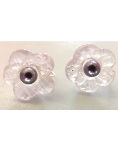 Améthyste Boucles fleur perle noire