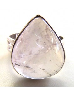 Quartz rose argent bague