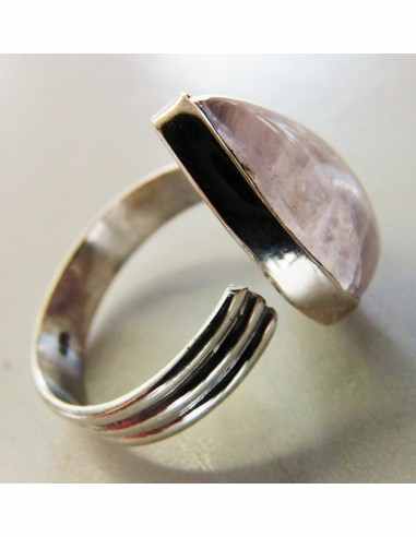 Quartz rose argent bague