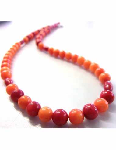 Corail orange et rouge  collier 6mm