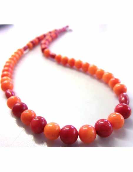 Corail orange et rouge  collier 6mm Corail orange et rouge  collier 6mm