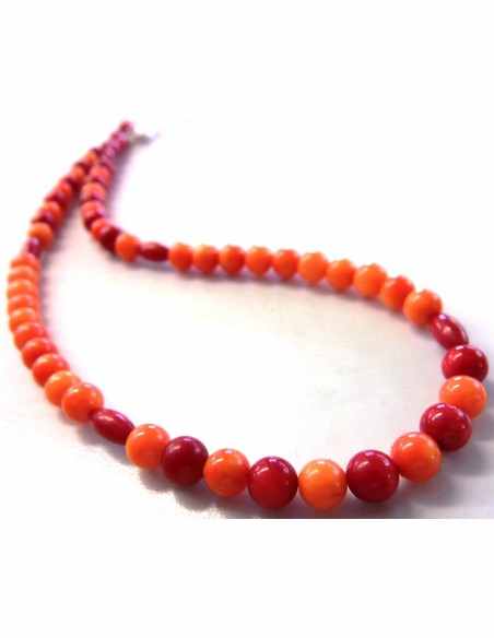 Corail orange et rouge  collier 6mm Corail orange et rouge  collier 6mm