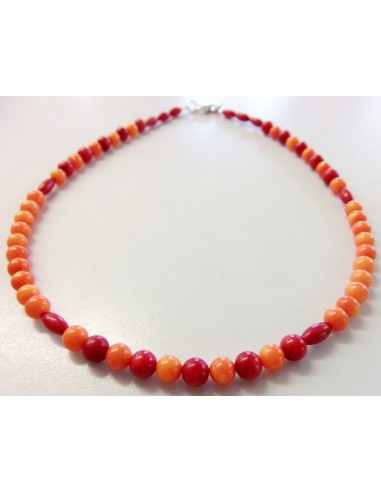 Corail orange et rouge  collier 6mm