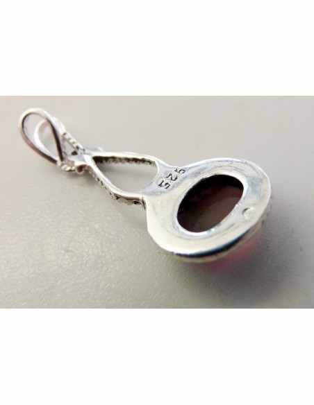 Grenat pendentif en argent