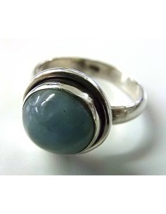 Aigue marine bague ronde argent