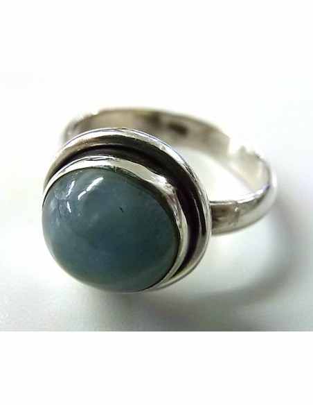 Aigue marine bague ronde argent