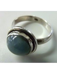 Aigue marine bague ronde argent 2
