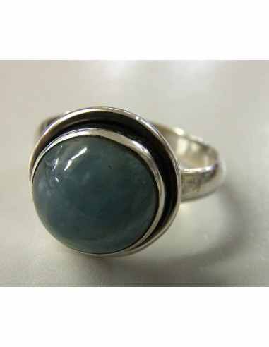 Aigue marine bague ronde argent