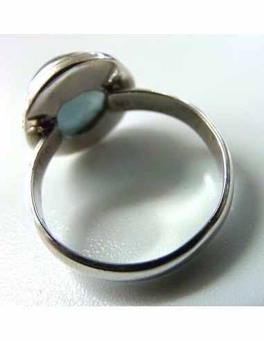 Aigue marine bague ronde argent