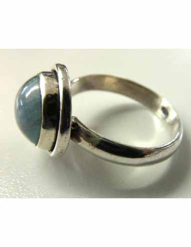 Aigue marine bague ronde argent