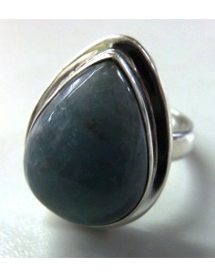 Aigue marine bague ronde argent