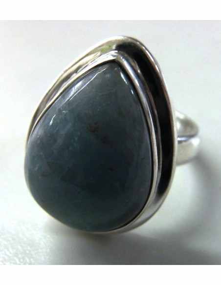 Aigue marine bague ronde argent