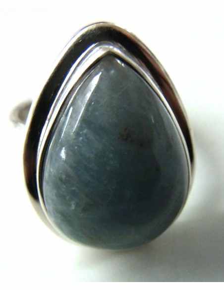 Aigue marine bague ronde argent