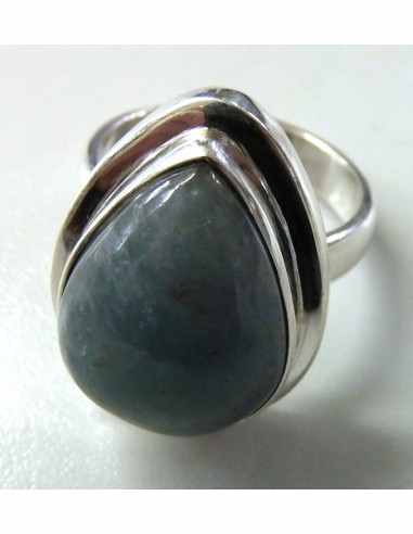 Aigue marine bague ronde argent