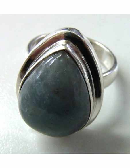 Aigue marine bague ronde argent
