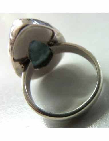 Aigue marine bague ronde argent