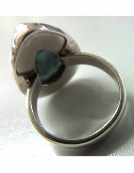 Aigue marine bague ronde argent