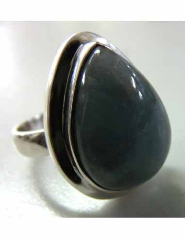Aigue marine bague ronde argent