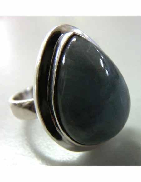 Aigue marine bague ronde argent