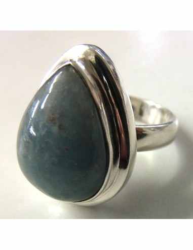 Aigue marine bague ronde argent