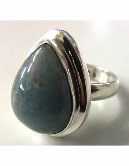 Aigue marine bague ronde argent