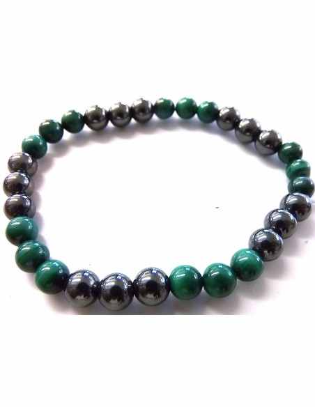 Bracelet magnetite, malachite 6mm