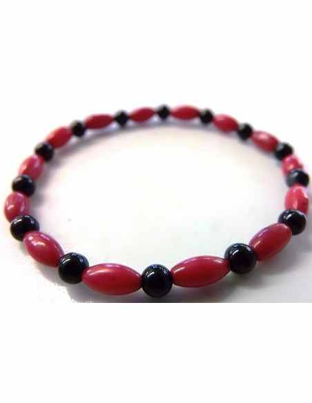Bracelet jais corail rouge