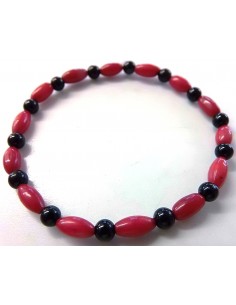 Bracelet jais corail rouge 2