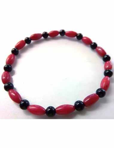 Bracelet jais corail rouge
