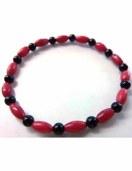 Bracelet jais corail rouge
