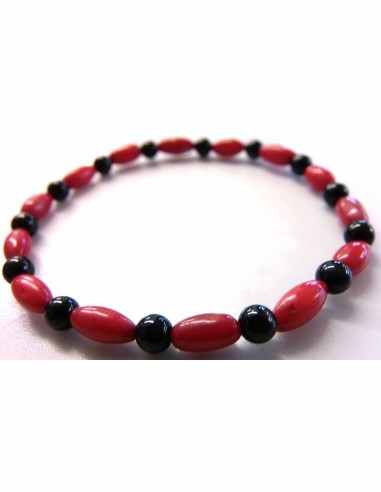 Bracelet jais corail rouge
